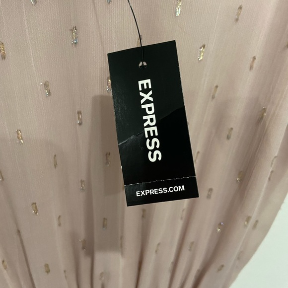 Express Pink Metallic Clip Dot Asymmetrical Hem Maxi Dress - Picture 6 of 6